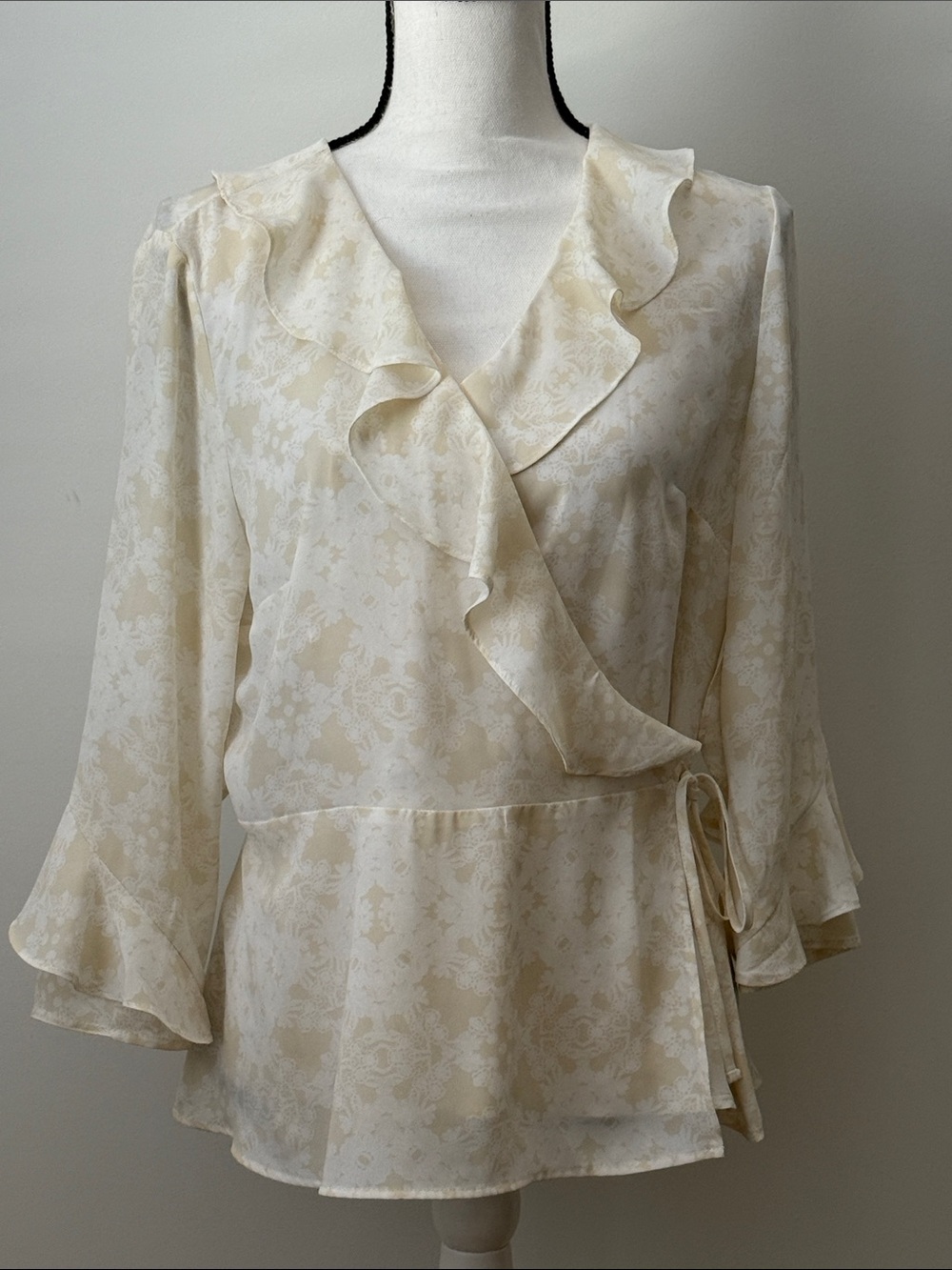 Worthington Women's Ruffle Wrap Blouse - Cream, Size Medium